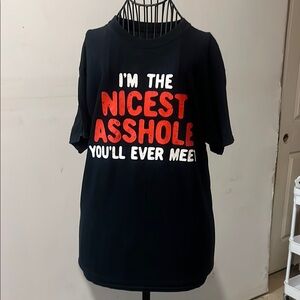 Spencer's Black Tee with Red and White Text